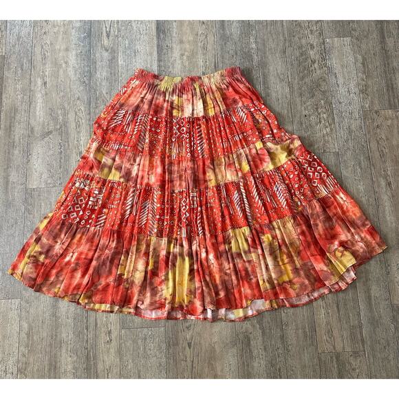 Vintage Carole Little Size 20-22 Orange Top Maxi Skirt Set Boho Peasant Cottage - Picture 8 of 12
